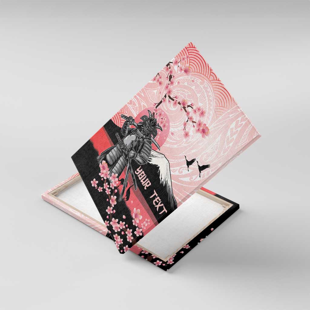 Personalised Japan Samurai Warrior Canvas Wall Art Japanese Cherry Blossom Polynesian Pattern LT14 With Frame Pink - Polynesian Pride