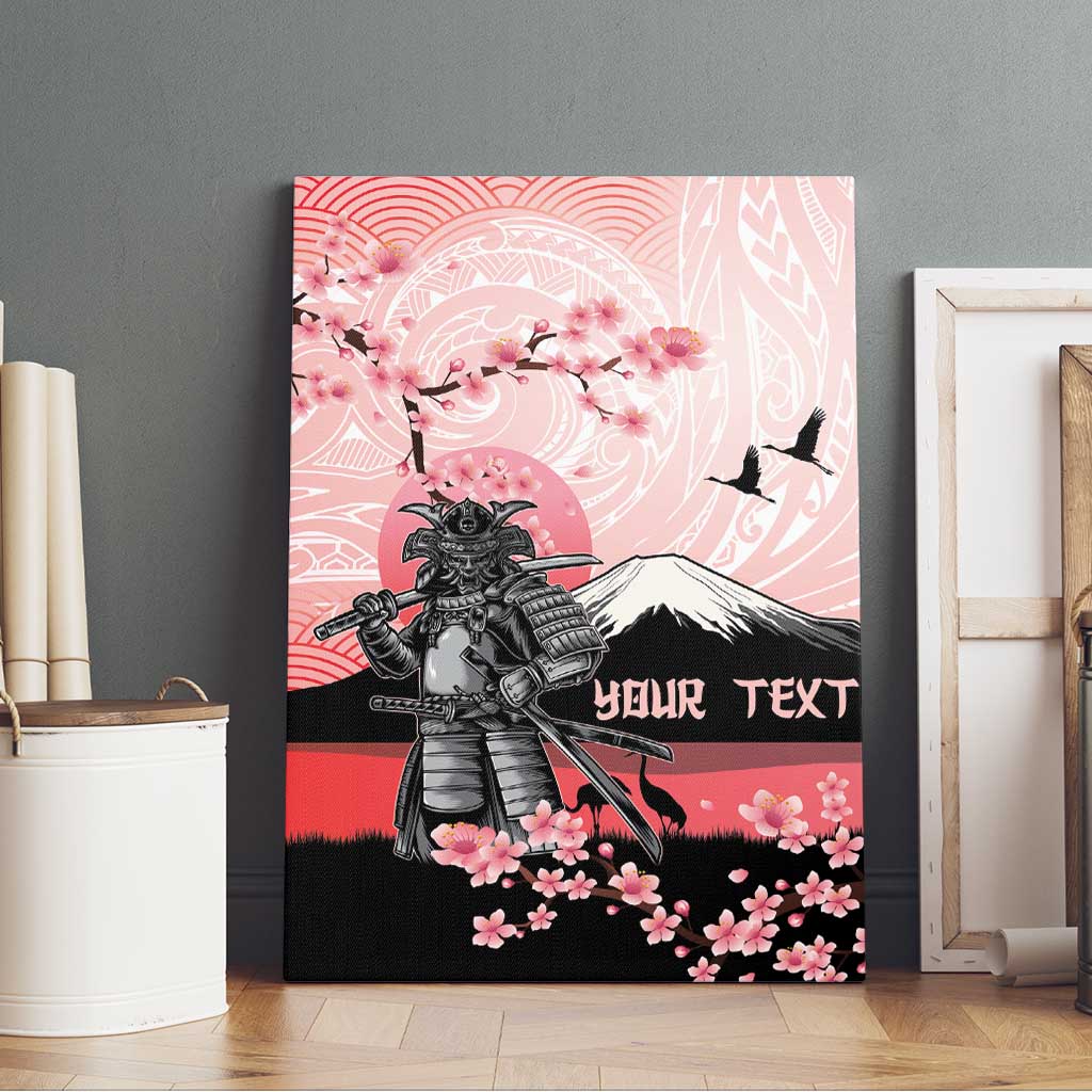 Personalised Japan Samurai Warrior Canvas Wall Art Japanese Cherry Blossom Polynesian Pattern LT14 - Polynesian Pride