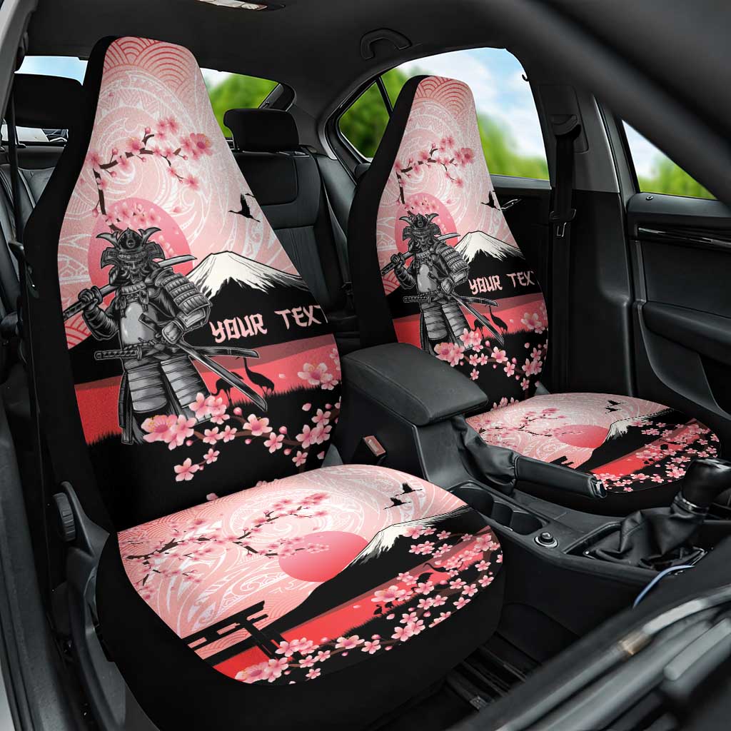 Personalised Japan Samurai Warrior Car Seat Cover Japanese Cherry Blossom Polynesian Pattern - Polynesian Pride