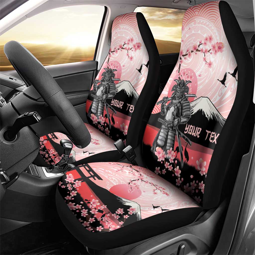 Personalised Japan Samurai Warrior Car Seat Cover Japanese Cherry Blossom Polynesian Pattern - Polynesian Pride
