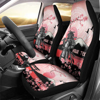 Personalised Japan Samurai Warrior Car Seat Cover Japanese Cherry Blossom Polynesian Pattern - Polynesian Pride
