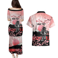 Personalised Japan Samurai Warrior Couples Matching Puletasi and Hawaiian Shirt Japanese Cherry Blossom Polynesian Pattern LT14 - Polynesian Pride
