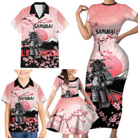 Personalised Japan Samurai Warrior Family Matching Short Sleeve Bodycon Dress and Hawaiian Shirt Japanese Cherry Blossom Polynesian Pattern LT14 - Polynesian Pride