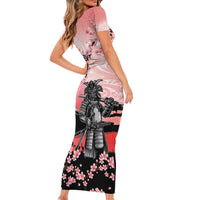 Personalised Japan Samurai Warrior Family Matching Short Sleeve Bodycon Dress and Hawaiian Shirt Japanese Cherry Blossom Polynesian Pattern LT14 - Polynesian Pride
