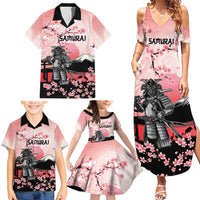 Personalised Japan Samurai Warrior Family Matching Summer Maxi Dress and Hawaiian Shirt Japanese Cherry Blossom Polynesian Pattern LT14 - Polynesian Pride