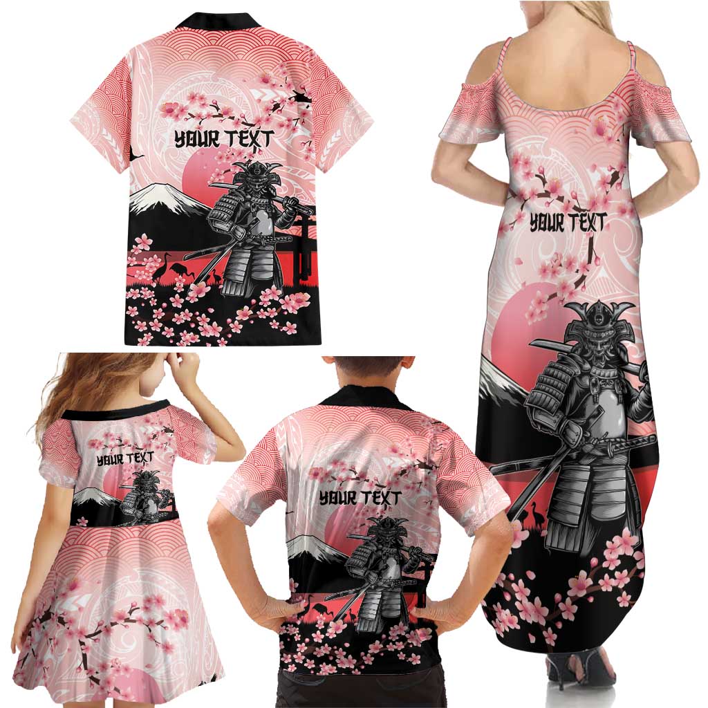Personalised Japan Samurai Warrior Family Matching Summer Maxi Dress and Hawaiian Shirt Japanese Cherry Blossom Polynesian Pattern LT14 - Polynesian Pride