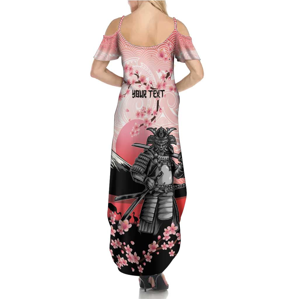Personalised Japan Samurai Warrior Family Matching Summer Maxi Dress and Hawaiian Shirt Japanese Cherry Blossom Polynesian Pattern LT14 - Polynesian Pride