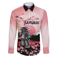 Personalised Japan Samurai Warrior Family Matching Tank Maxi Dress and Hawaiian Shirt Japanese Cherry Blossom Polynesian Pattern LT14 Dad's Shirt - Long Sleeve Pink - Polynesian Pride