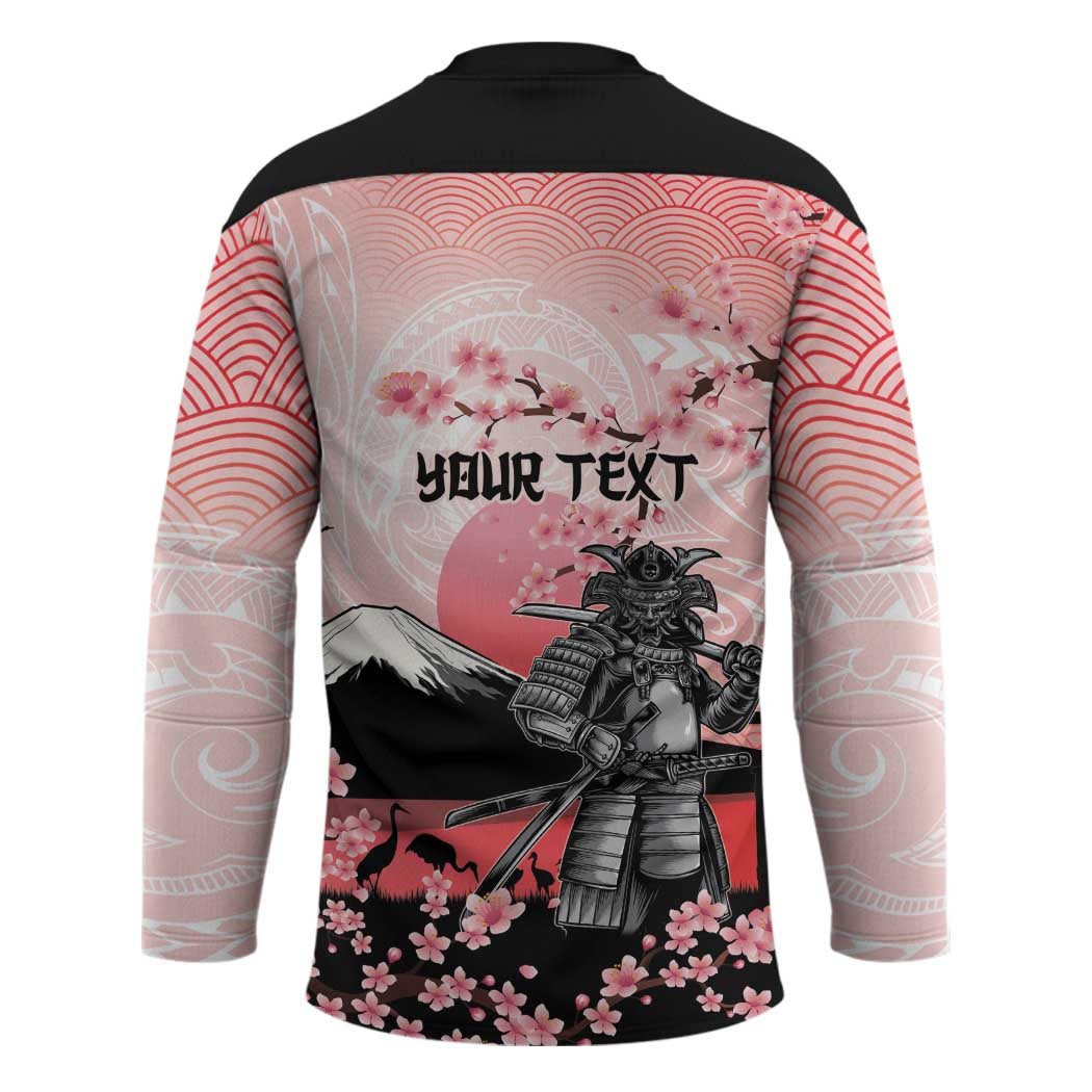 Personalised Japan Samurai Warrior Hockey Jersey Japanese Cherry Blossom Polynesian Pattern LT14 - Polynesian Pride