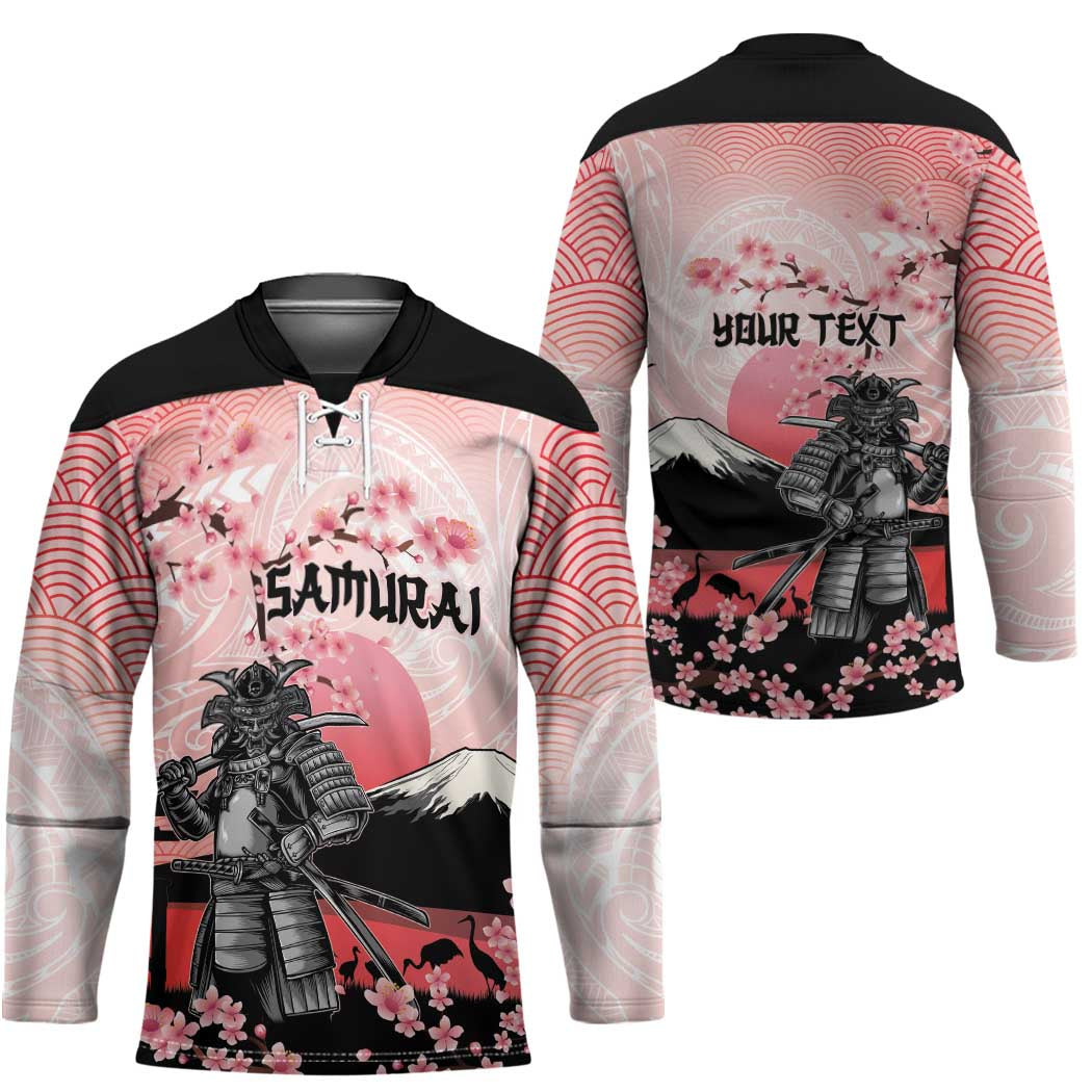 Personalised Japan Samurai Warrior Hockey Jersey Japanese Cherry Blossom Polynesian Pattern LT14 - Polynesian Pride