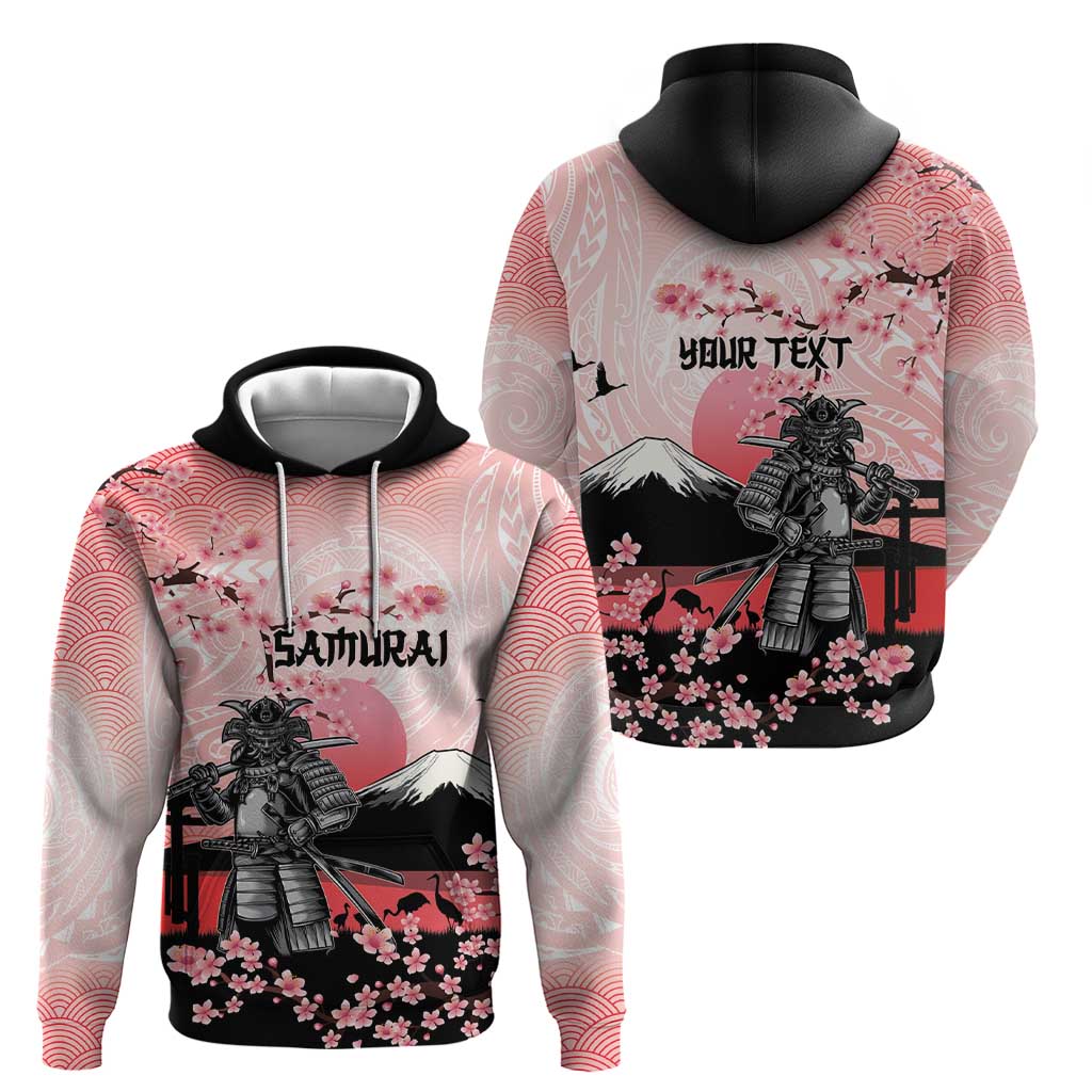 Personalised Japan Samurai Warrior Hoodie Japanese Cherry Blossom Polynesian Pattern - Polynesian Pride