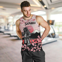 Personalised Japan Samurai Warrior Men Tank Top Japanese Cherry Blossom Polynesian Pattern - Polynesian Pride