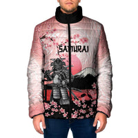 Personalised Japan Samurai Warrior Padded Jacket Japanese Cherry Blossom Polynesian Pattern LT14 Men Pink - Polynesian Pride