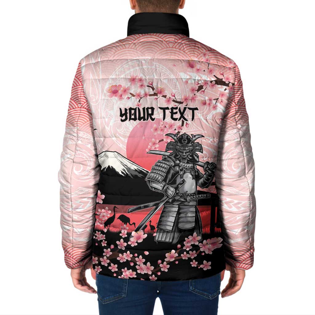 Personalised Japan Samurai Warrior Padded Jacket Japanese Cherry Blossom Polynesian Pattern LT14 - Polynesian Pride