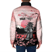 Personalised Japan Samurai Warrior Padded Jacket Japanese Cherry Blossom Polynesian Pattern LT14 - Polynesian Pride