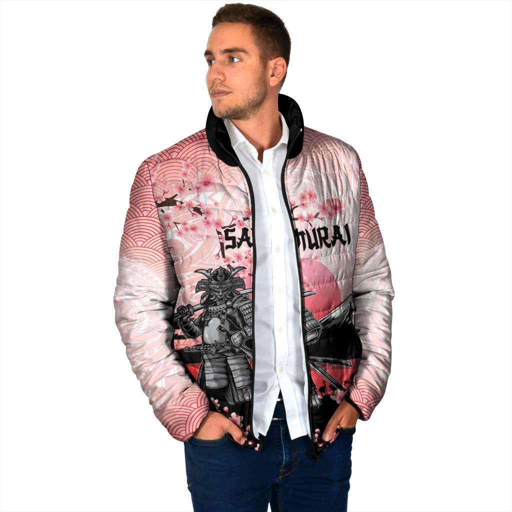 Personalised Japan Samurai Warrior Padded Jacket Japanese Cherry Blossom Polynesian Pattern LT14 - Polynesian Pride