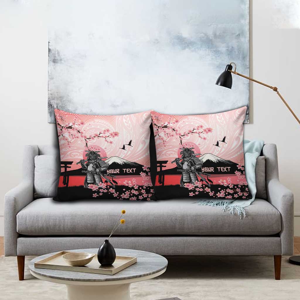 Personalised Japan Samurai Warrior Pillow Cover Japanese Cherry Blossom Polynesian Pattern LT14 - Polynesian Pride