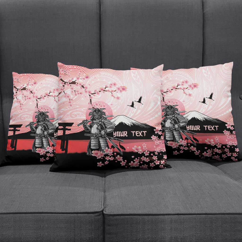 Personalised Japan Samurai Warrior Pillow Cover Japanese Cherry Blossom Polynesian Pattern LT14 - Polynesian Pride