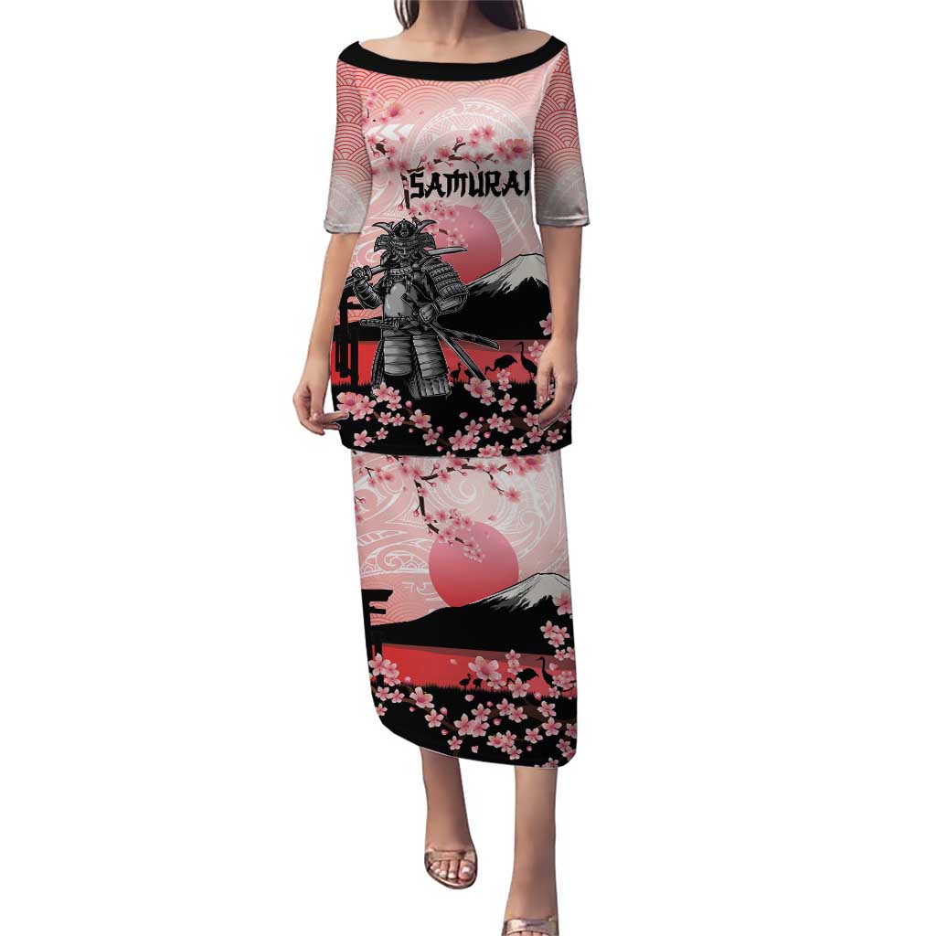 Personalised Japan Samurai Warrior Puletasi Japanese Cherry Blossom Polynesian Pattern - Polynesian Pride