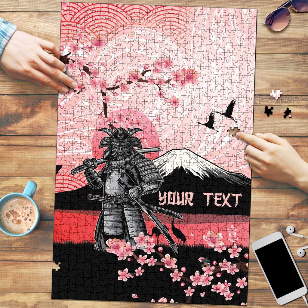 Personalised Japan Samurai Warrior Puzzle Japanese Cherry Blossom Polynesian Pattern LT14 Pink - Polynesian Pride
