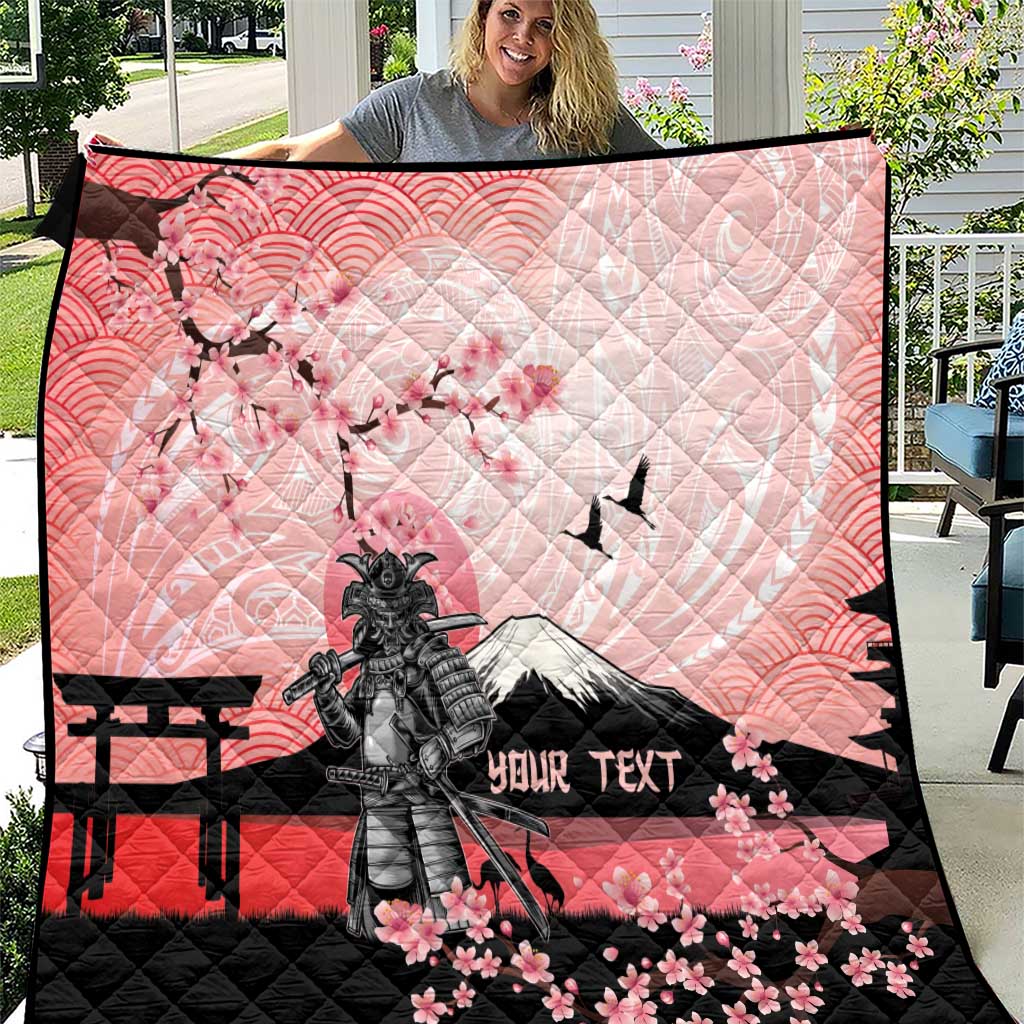 Personalised Japan Samurai Warrior Quilt Japanese Cherry Blossom Polynesian Pattern LT14 Pink - Polynesian Pride