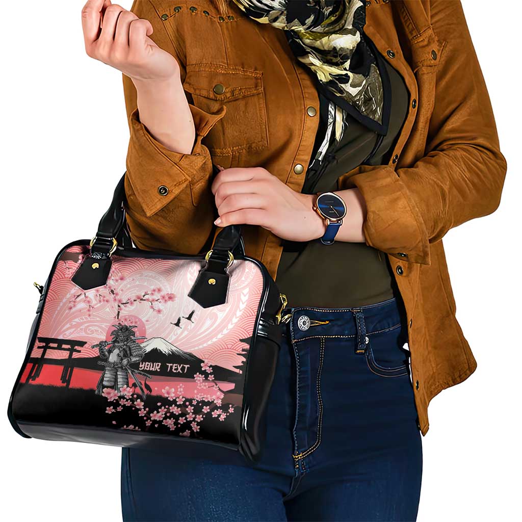 Personalised Japan Samurai Warrior Shoulder Handbag Japanese Cherry Blossom Polynesian Pattern LT14 - Polynesian Pride