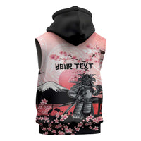 Personalised Japan Samurai Warrior Sleeveless Hoodie Japanese Cherry Blossom Polynesian Pattern LT14 - Polynesian Pride