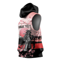 Personalised Japan Samurai Warrior Sleeveless Hoodie Japanese Cherry Blossom Polynesian Pattern LT14 - Polynesian Pride