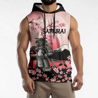 Personalised Japan Samurai Warrior Sleeveless Hoodie Japanese Cherry Blossom Polynesian Pattern LT14 - Polynesian Pride