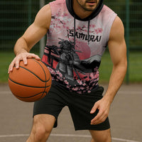 Personalised Japan Samurai Warrior Sleeveless Hoodie Japanese Cherry Blossom Polynesian Pattern LT14 - Polynesian Pride