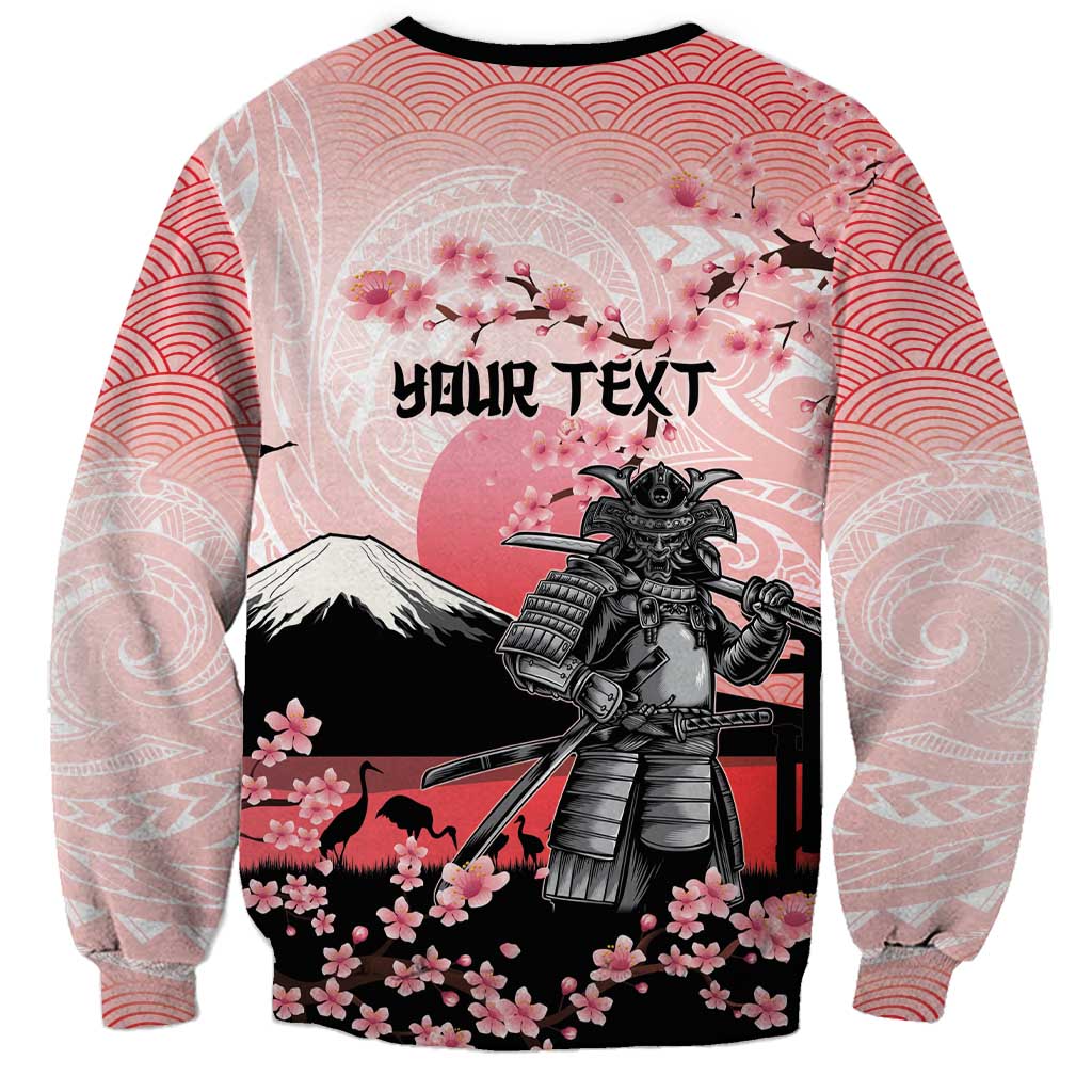 Personalised Japan Samurai Warrior Sweatshirt Japanese Cherry Blossom Polynesian Pattern LT14 - Polynesian Pride