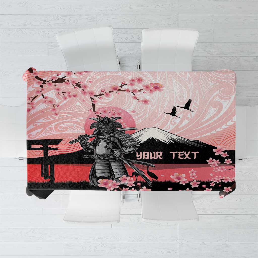 Personalised Japan Samurai Warrior Tablecloth Japanese Cherry Blossom Polynesian Pattern LT14 Pink - Polynesian Pride