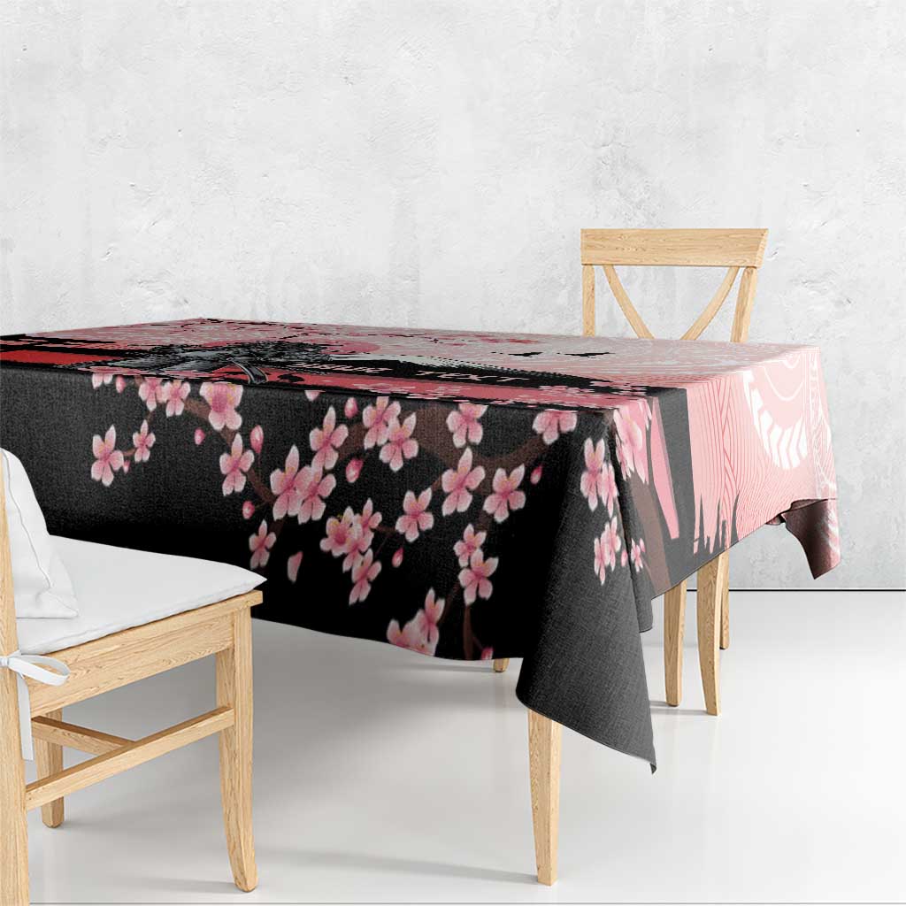 Personalised Japan Samurai Warrior Tablecloth Japanese Cherry Blossom Polynesian Pattern LT14 - Polynesian Pride