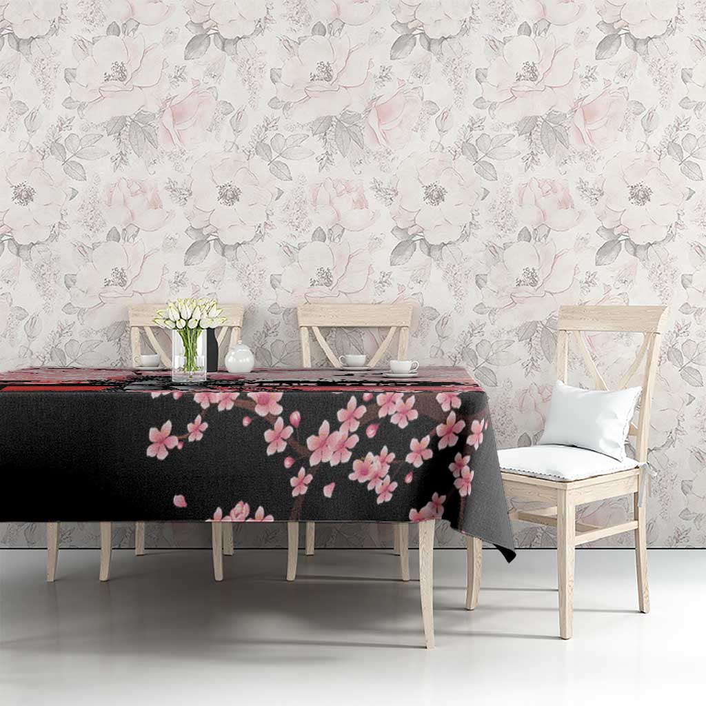 Personalised Japan Samurai Warrior Tablecloth Japanese Cherry Blossom Polynesian Pattern LT14 - Polynesian Pride
