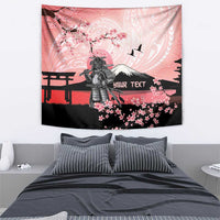 Personalised Japan Samurai Warrior Tapestry Japanese Cherry Blossom Polynesian Pattern - Polynesian Pride