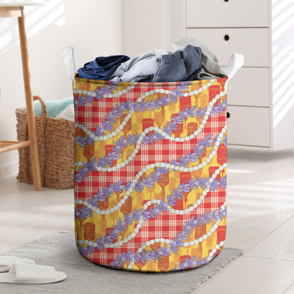 Hawaii Kahili Palaka Motifs Laundry Basket Hawaiian Honohono Pikake Lei LT14 Red - Polynesian Pride
