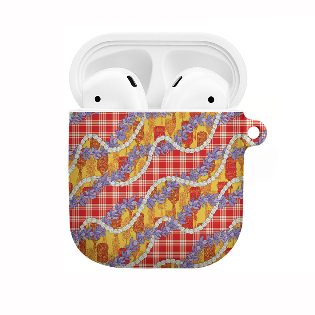 Hawaii Kahili Palaka Motifs AirPods Case Hawaiian Honohono Pikake Lei