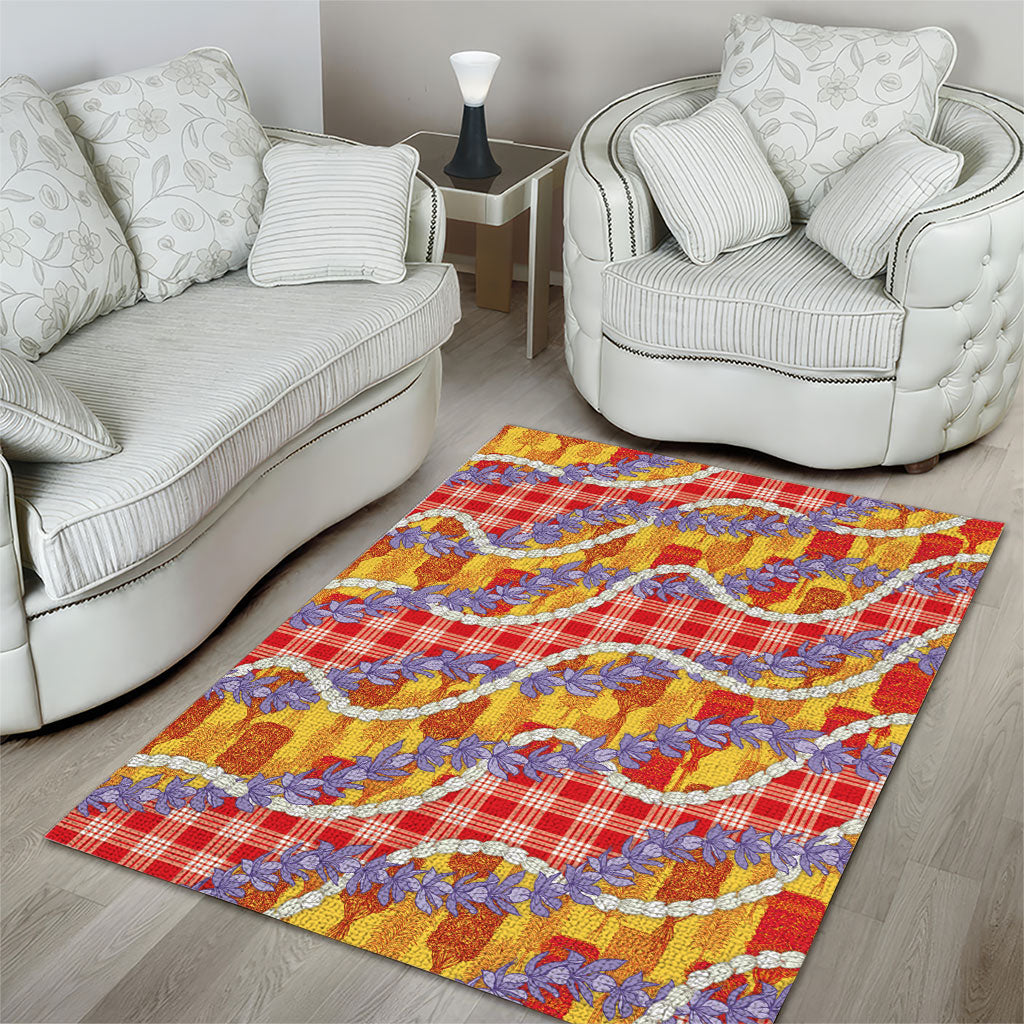 Hawaii Kahili Palaka Motifs Area Rug Hawaiian Honohono Pikake Lei