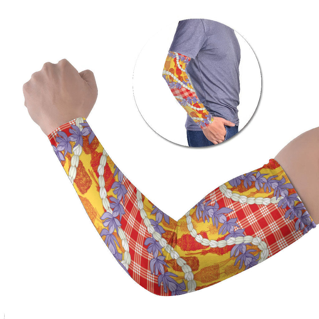 Hawaii Kahili Palaka Motifs Arm Sleeves Hawaiian Honohono Pikake Lei