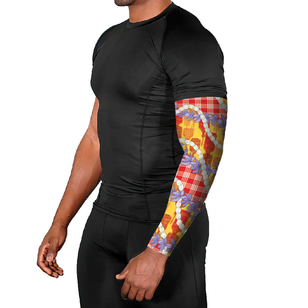 Hawaii Kahili Palaka Motifs Arm Sleeves Hawaiian Honohono Pikake Lei