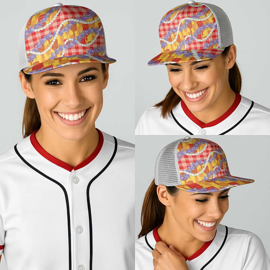 Hawaii Kahili Palaka Motifs Baseball Net Cap Hawaiian Honohono Pikake Lei LT14 - Polynesian Pride