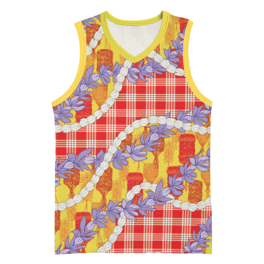 Hawaii Kahili Palaka Motifs Basketball Jersey Hawaiian Honohono Pikake Lei