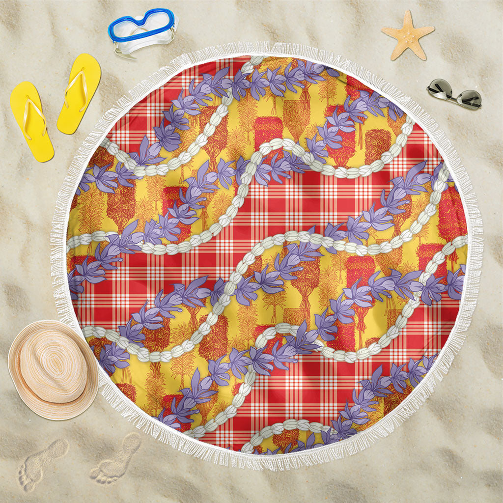 Hawaii Kahili Palaka Motifs Beach Blanket Hawaiian Honohono Pikake Lei