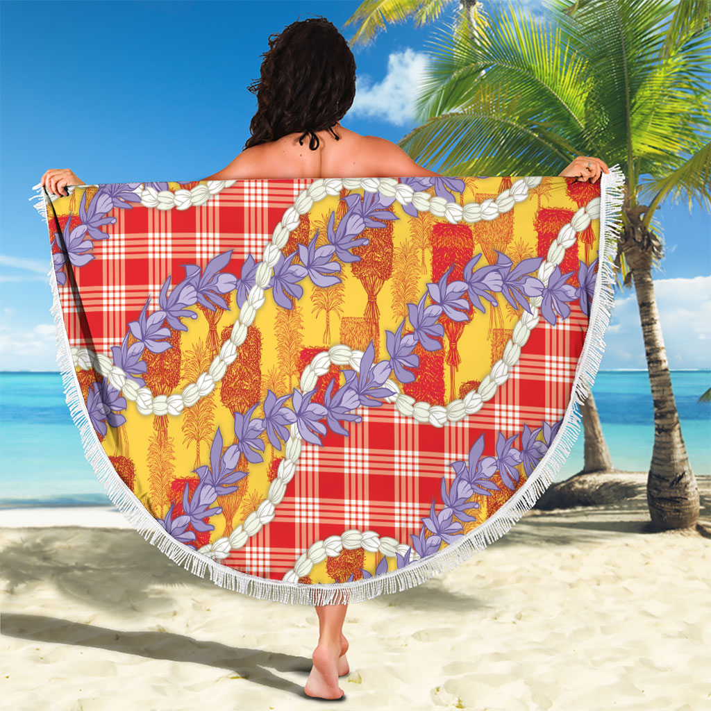 Hawaii Kahili Palaka Motifs Beach Blanket Hawaiian Honohono Pikake Lei