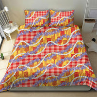 Hawaii Kahili Palaka Motifs Bedding Set Hawaiian Honohono Pikake Lei