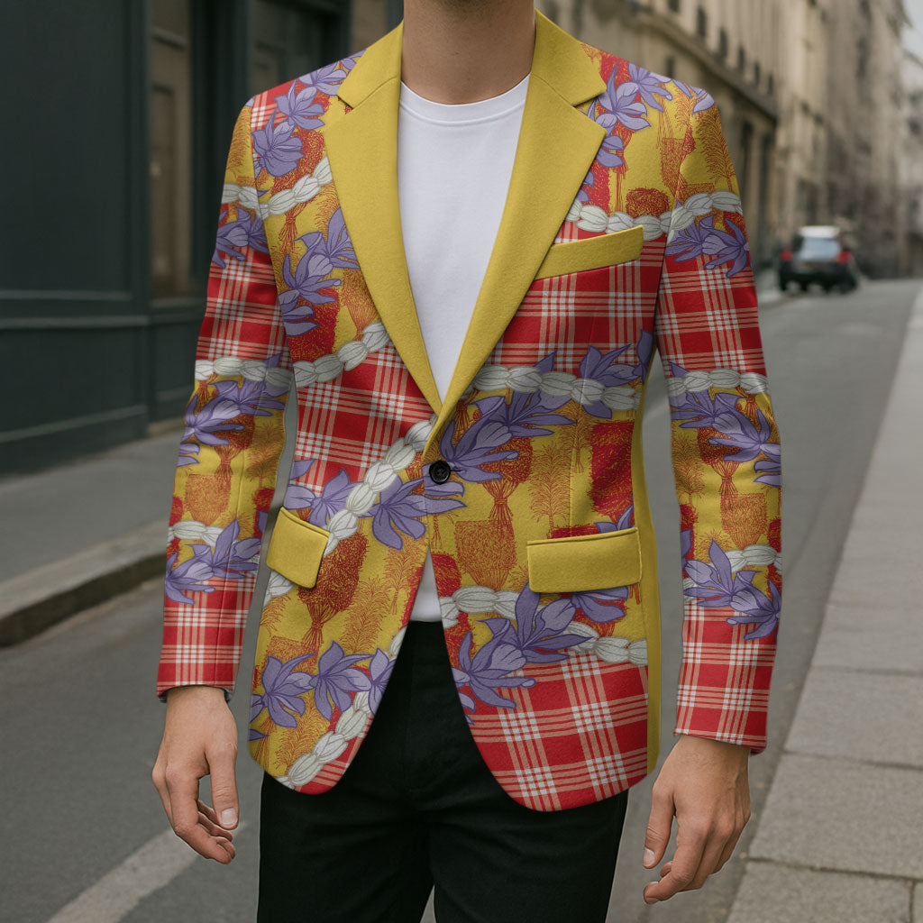 Hawaii Kahili Palaka Motifs Blazer Hawaiian Honohono Pikake Lei
