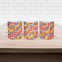 Hawaii Kahili Palaka Motifs Ceramic Mug Hawaiian Honohono Pikake Lei