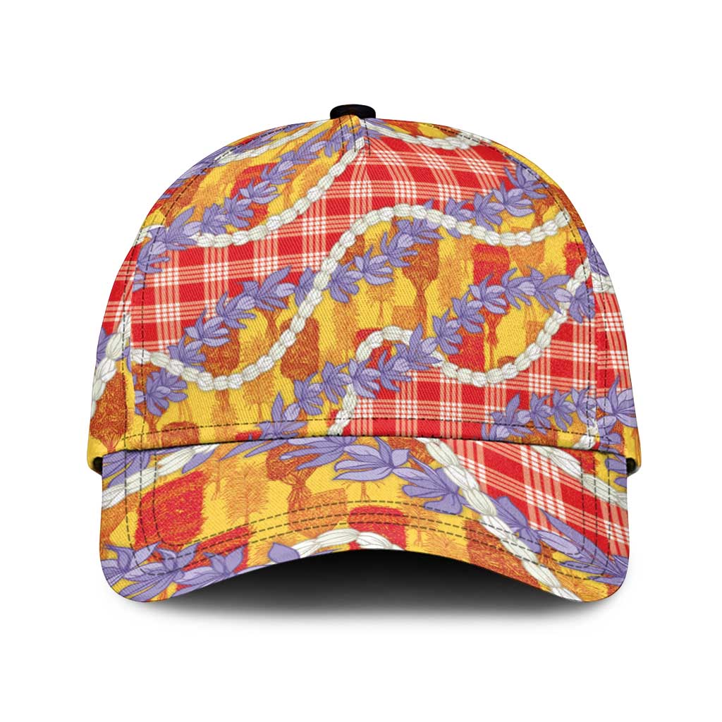 Hawaii Kahili Palaka Motifs Classic Cap Hawaiian Honohono Pikake Lei LT14 Universal Fit Red - Polynesian Pride