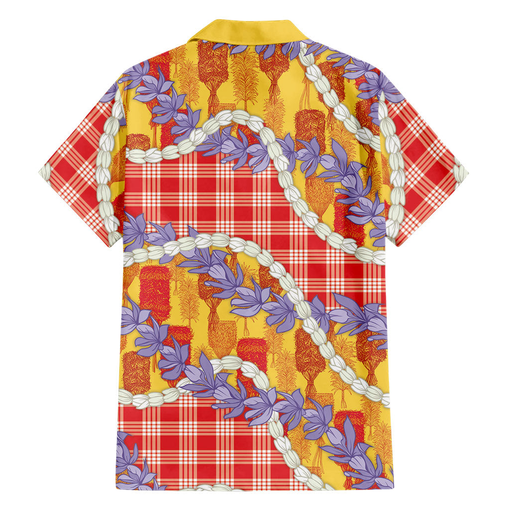 Hawaii Kahili Palaka Motifs Family Matching Puletasi and Hawaiian Shirt Hawaiian Honohono Pikake Lei LT14 - Polynesian Pride