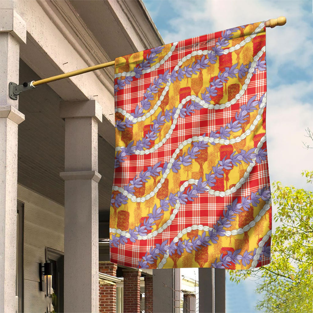 Hawaii Kahili Palaka Motifs Garden Flag Hawaiian Honohono Pikake Lei LT14 House Flag Red - Polynesian Pride